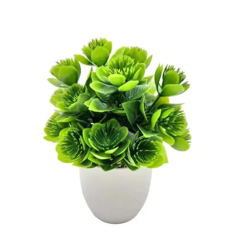 Planta artificial en maceta blanca