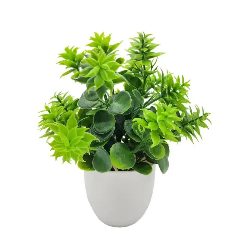 Planta artificial en maceta blanca