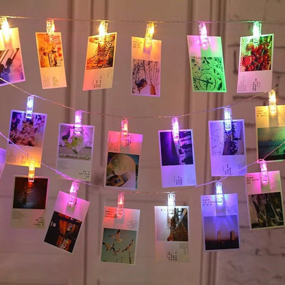 Guirnalda de luces LED con clips para fotos